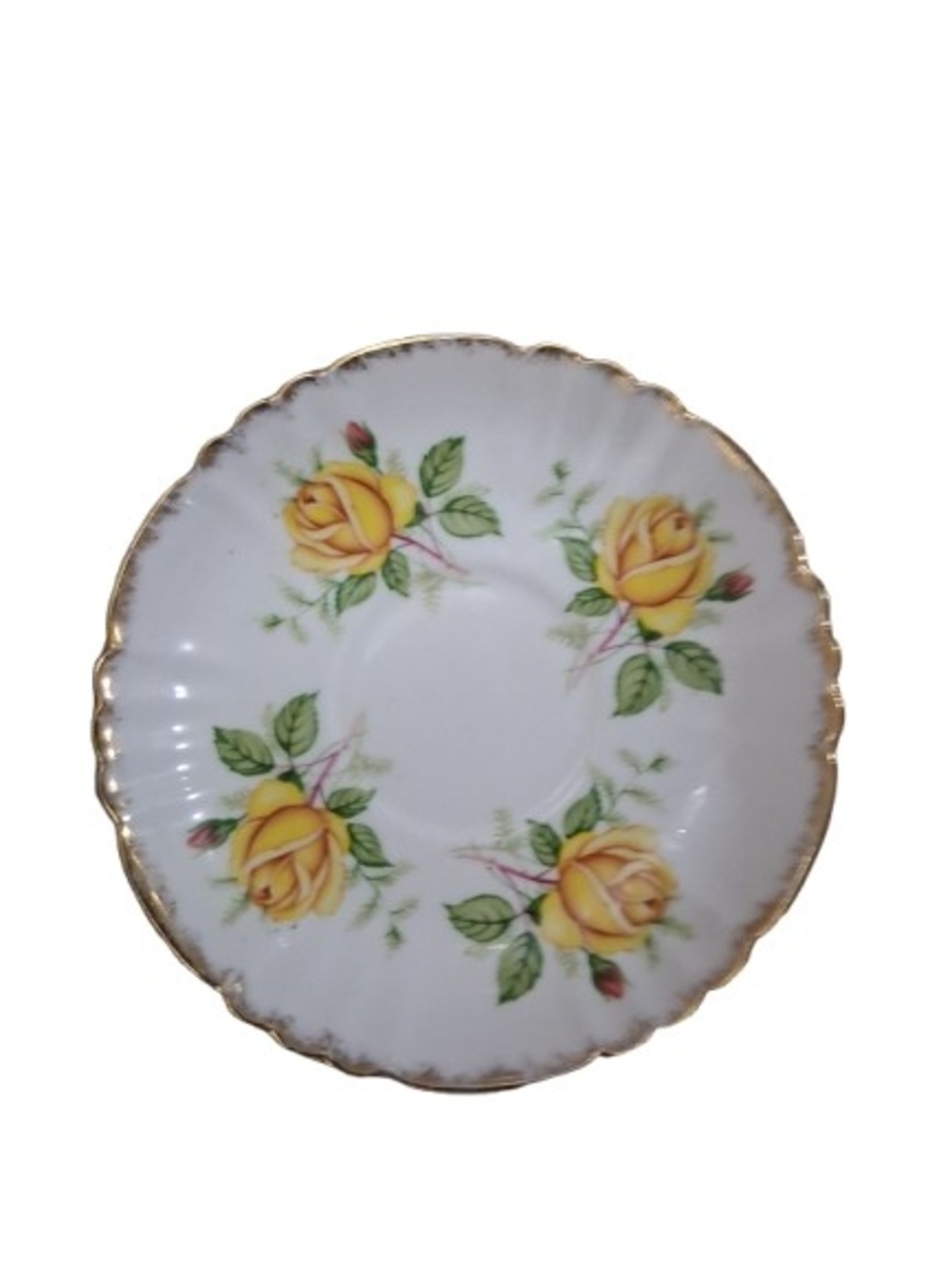 VTG Royal Albert Tea Rose Yellow Hampton Shape scalloped saucer  bone china cons